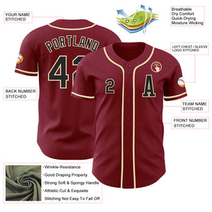 Custom Crimson Black-Cream Authentic Baseball Jersey