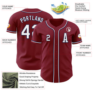 Custom Crimson White-Navy Authentic Baseball Jersey