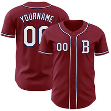 Load image into Gallery viewer, Custom Crimson White-Navy Authentic Baseball Jersey
