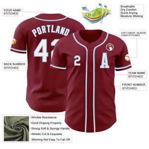 Custom Crimson White-Light Blue Authentic Baseball Jersey