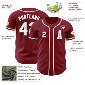 Custom Crimson White-Gray Authentic Baseball Jersey