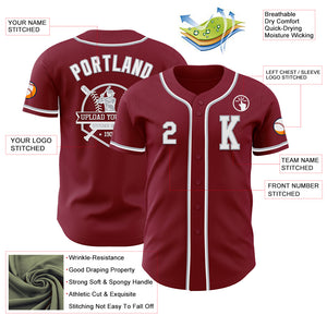 Custom Crimson White-Gray Authentic Baseball Jersey