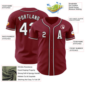 Custom Crimson White-Black Authentic Baseball Jersey