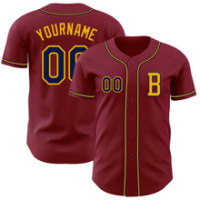 Загрузить изображение в средство просмотра галереи, Custom Crimson Navy-Gold Authentic Baseball Jersey
