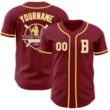 Charger l&#39;image dans la galerie, Custom Crimson White-Gold Authentic Baseball Jersey
