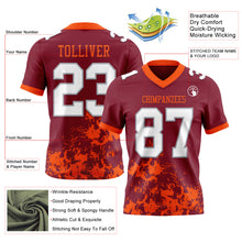 Load image into Gallery viewer, Custom Crimson White Orange-Gray Splash Mesh Authentic Football Jersey
