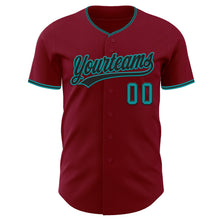 Charger l'image dans la galerie, Custom Crimson Black-Teal Authentic Baseball Jersey
