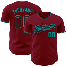 Charger l'image dans la galerie, Custom Crimson Black-Teal Authentic Baseball Jersey
