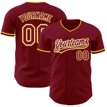 Laden Sie das Bild in den Galerie-Viewer, Custom Crimson White-Yellow Authentic Baseball Jersey

