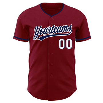 Custom Crimson Navy-White Authentic Baseball Jersey