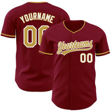 Загрузить изображение в средство просмотра галереи, Custom Crimson Old Gold-White Authentic Baseball Jersey
