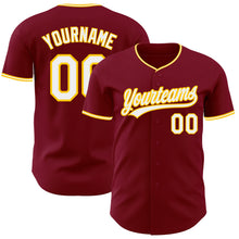 Laden Sie das Bild in den Galerie-Viewer, Custom Crimson White-Yellow Authentic Baseball Jersey

