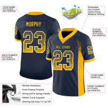 Загрузить изображение в средство просмотра галереи, Custom Navy Gold-White Mesh Drift Fashion Football Jersey
