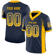 Загрузить изображение в средство просмотра галереи, Custom Navy Gold-White Mesh Drift Fashion Football Jersey
