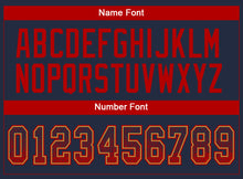 Load image into Gallery viewer, Custom Navy Red-Old Gold Mesh Drift Fashion Football Jersey
