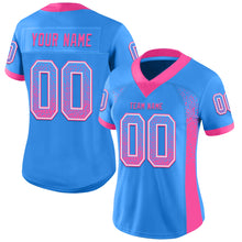 Charger l&#39;image dans la galerie, Custom Powder Blue Pink-White Mesh Drift Fashion Football Jersey
