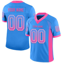 Charger l&#39;image dans la galerie, Custom Powder Blue Pink-White Mesh Drift Fashion Football Jersey
