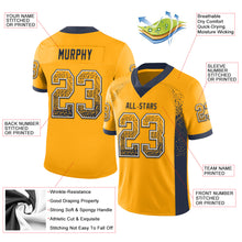Charger l&#39;image dans la galerie, Custom Gold Navy-White Mesh Drift Fashion Football Jersey
