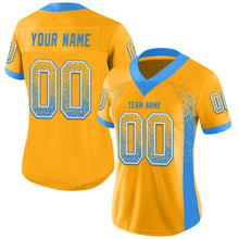 Laden Sie das Bild in den Galerie-Viewer, Custom Gold Powder Blue-White Drift Fashion Football Jersey
