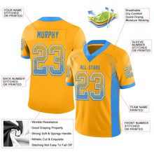 Laden Sie das Bild in den Galerie-Viewer, Custom Gold Powder Blue-White Drift Fashion Football Jersey
