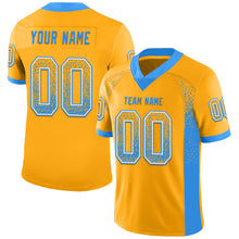 Laden Sie das Bild in den Galerie-Viewer, Custom Gold Powder Blue-White Drift Fashion Football Jersey

