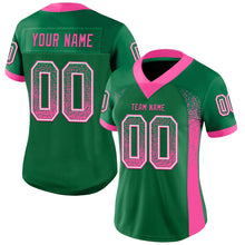 Load image into Gallery viewer, Custom Kelly Green Pink-White Mesh Drift Fashion Football Jersey
