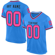 Load image into Gallery viewer, Custom Powder Blue Pink Black-Light Blue Mesh Authentic Throwback Football Jersey
