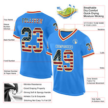 Загрузить изображение в средство просмотра галереи, Custom Powder Blue Vintage USA Flag Cream-Red Mesh Authentic Throwback Football Jersey
