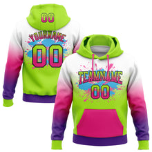 Load image into Gallery viewer, Custom Stitched White Neon Green Hot Pink Purple-Black Fade Fashion Splash Sports Pullover Sweatshirt Hoodie
