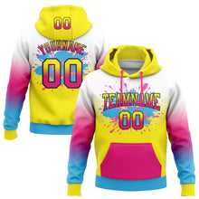 Laden Sie das Bild in den Galerie-Viewer, Custom Stitched White Light Yellow Hot Pink Sky Blue-Black Fade Fashion Splash Sports Pullover Sweatshirt Hoodie
