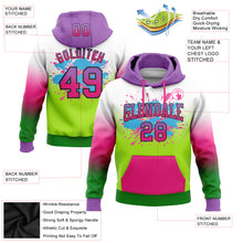 Загрузить изображение в средство просмотра галереи, Custom Stitched White Medium Purple Hot Pink Grass Green-Black Fade Fashion Splash Sports Pullover Sweatshirt Hoodie

