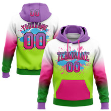 Загрузить изображение в средство просмотра галереи, Custom Stitched White Medium Purple Hot Pink Grass Green-Black Fade Fashion Splash Sports Pullover Sweatshirt Hoodie
