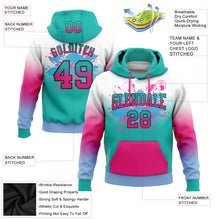 Laden Sie das Bild in den Galerie-Viewer, Custom Stitched White Aqua Hot Pink Light Blue-Black Fade Fashion Splash Sports Pullover Sweatshirt Hoodie
