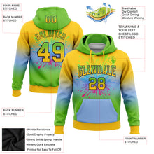 Charger l&#39;image dans la galerie, Custom Stitched Yellow Aurora Green Light Blue-Black Fade Fashion Splash Sports Pullover Sweatshirt Hoodie
