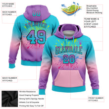 Charger l&#39;image dans la galerie, Custom Stitched Lakes Blue Medium Purple Light Pink-Black Fade Fashion Splash Sports Pullover Sweatshirt Hoodie
