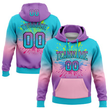 Charger l&#39;image dans la galerie, Custom Stitched Lakes Blue Medium Purple Light Pink-Black Fade Fashion Splash Sports Pullover Sweatshirt Hoodie
