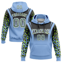 Charger l&#39;image dans la galerie, Custom Stitched Black Light Blue-Neon Green Fade Fashion Leopard Print Sports Pullover Sweatshirt Hoodie
