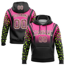 Load image into Gallery viewer, Custom Stitched Pink Black-White Fade Fashion Leopard Print Sports Pullover Sweatshirt Hoodie
