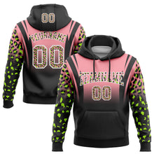 Charger l&#39;image dans la galerie, Custom Stitched Medium Pink Black-White Fade Fashion Leopard Print Sports Pullover Sweatshirt Hoodie
