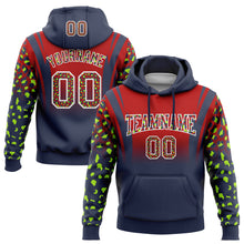 Load image into Gallery viewer, Custom Stitched Red Navy-White Fade Fashion Leopard Print Sports Pullover Sweatshirt Hoodie
