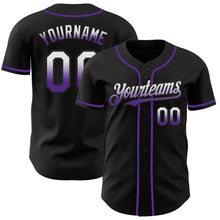 Laden Sie das Bild in den Galerie-Viewer, Custom Black White-Purple Authentic Fade Fashion Baseball Jersey
