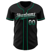 Laden Sie das Bild in den Galerie-Viewer, Custom Black White-Kelly Green Authentic Fade Fashion Baseball Jersey
