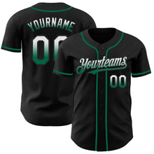Laden Sie das Bild in den Galerie-Viewer, Custom Black White-Kelly Green Authentic Fade Fashion Baseball Jersey
