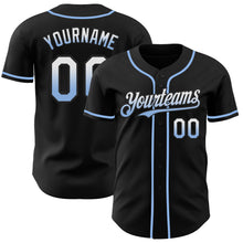 Laden Sie das Bild in den Galerie-Viewer, Custom Black White-Light Blue Authentic Fade Fashion Baseball Jersey
