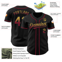 Laden Sie das Bild in den Galerie-Viewer, Custom Black Old Gold-Crimson Authentic Fade Fashion Baseball Jersey
