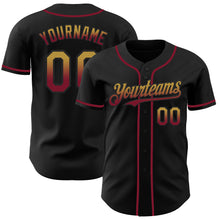 Laden Sie das Bild in den Galerie-Viewer, Custom Black Old Gold-Crimson Authentic Fade Fashion Baseball Jersey
