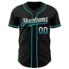 Laden Sie das Bild in den Galerie-Viewer, Custom Black White-Teal Authentic Fade Fashion Baseball Jersey
