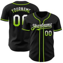 Laden Sie das Bild in den Galerie-Viewer, Custom Black White-Neon Green Authentic Fade Fashion Baseball Jersey
