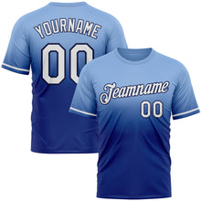 Load image into Gallery viewer, Custom Light Blue Royal-Navy Fade Fashion Performance T-Shirt
