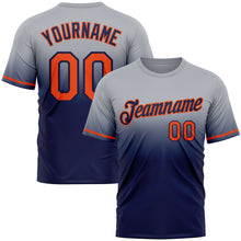 Load image into Gallery viewer, Custom Gray Orange-Navy Fade Fashion Performance T-Shirt
